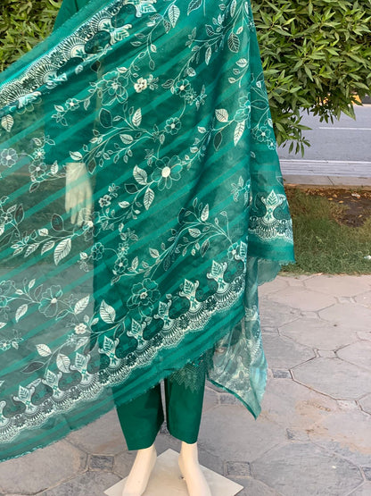 DAMAN BORING 3PC EMBROIDERIED COTTAN  WITH PRINTED DUPPATA.